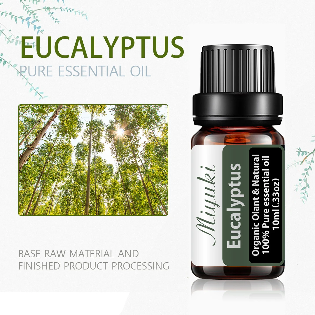 10ML Eucalyptus Pure Plant Essential oils for Humidifier Aroma Diffuser Oil Massage Spa Bath Fragrance with Droppers