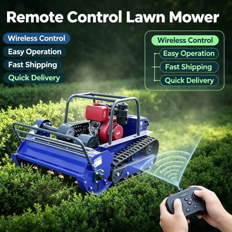 Customized est Selling Professional Lawn Mower Remote Control Lawn Mower All Terrain Hammer Blade Design For Farm Lawn