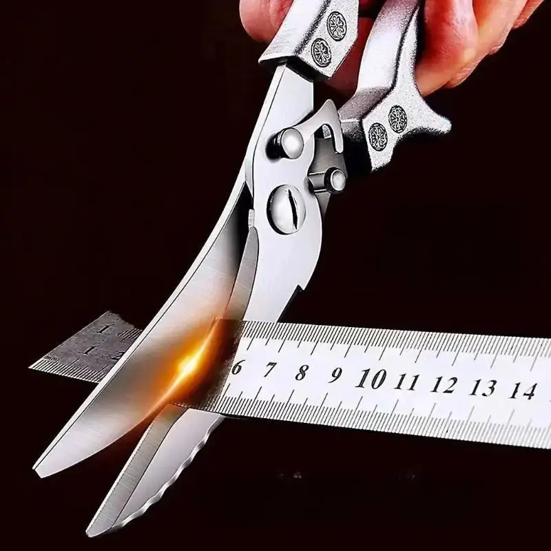 1Pcs Stainless Steel Chicken Bone Kitchen Shears For Meat Fruit Boning Fishing Hunting Camping Heavy Duty Kitchen Scissors