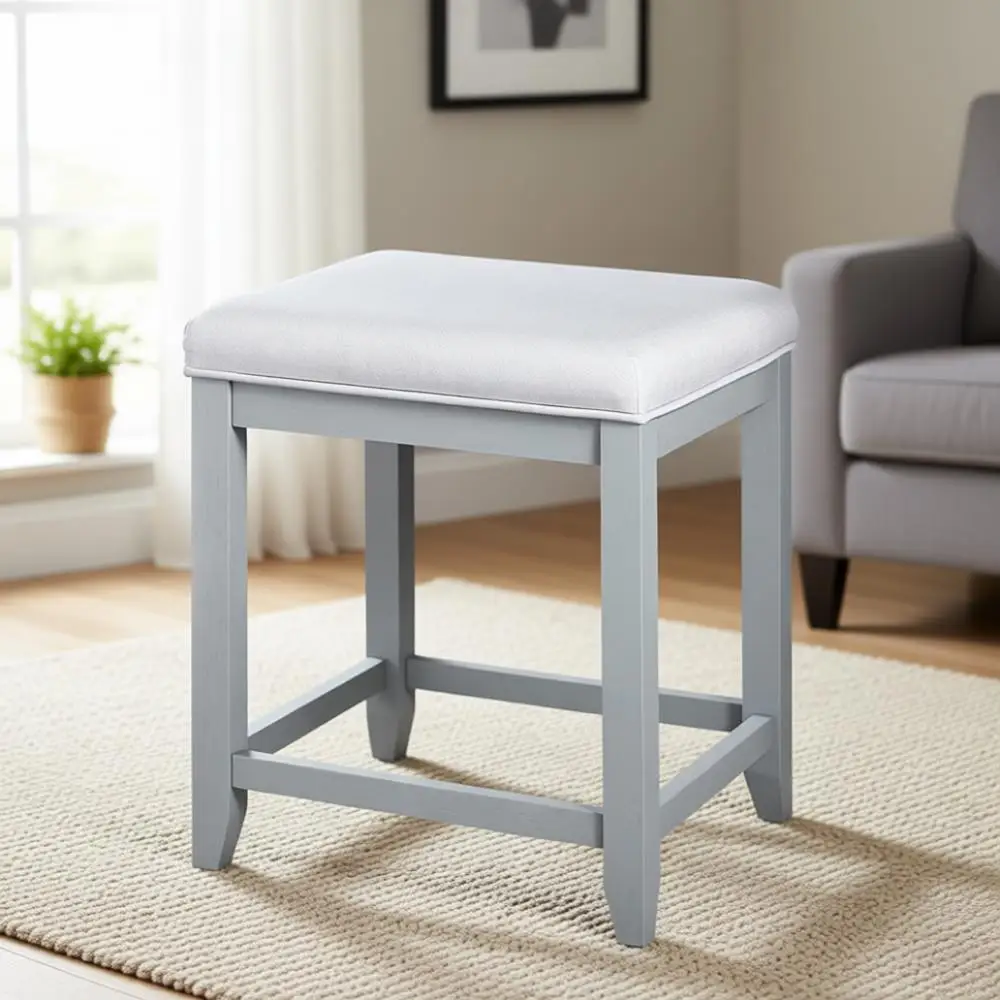 

Vintage Gray Upholstered Seat Makeup Vanity Chair