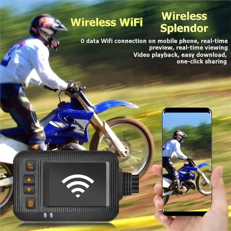 Front& Rear 1080P For Electric Motor Bicycle Dashcam Motorcycle DVR Camera Wifi APP 2" Driving Recorder view 6