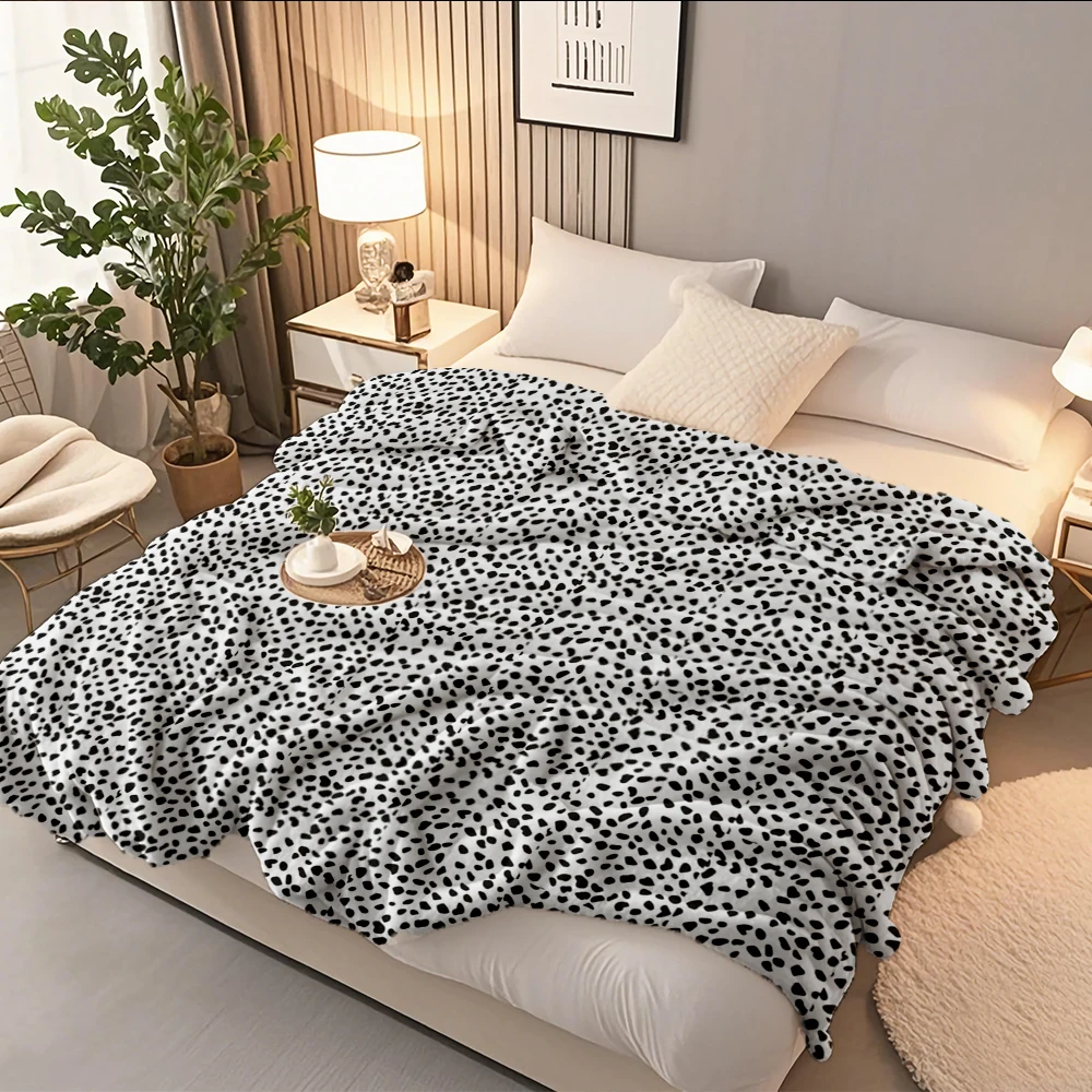 

Flannel Bed Blanket Dalmation Print With No-shedding Moisture-wicking Technology Bedspread Ethnic Tribal Blankets For Children