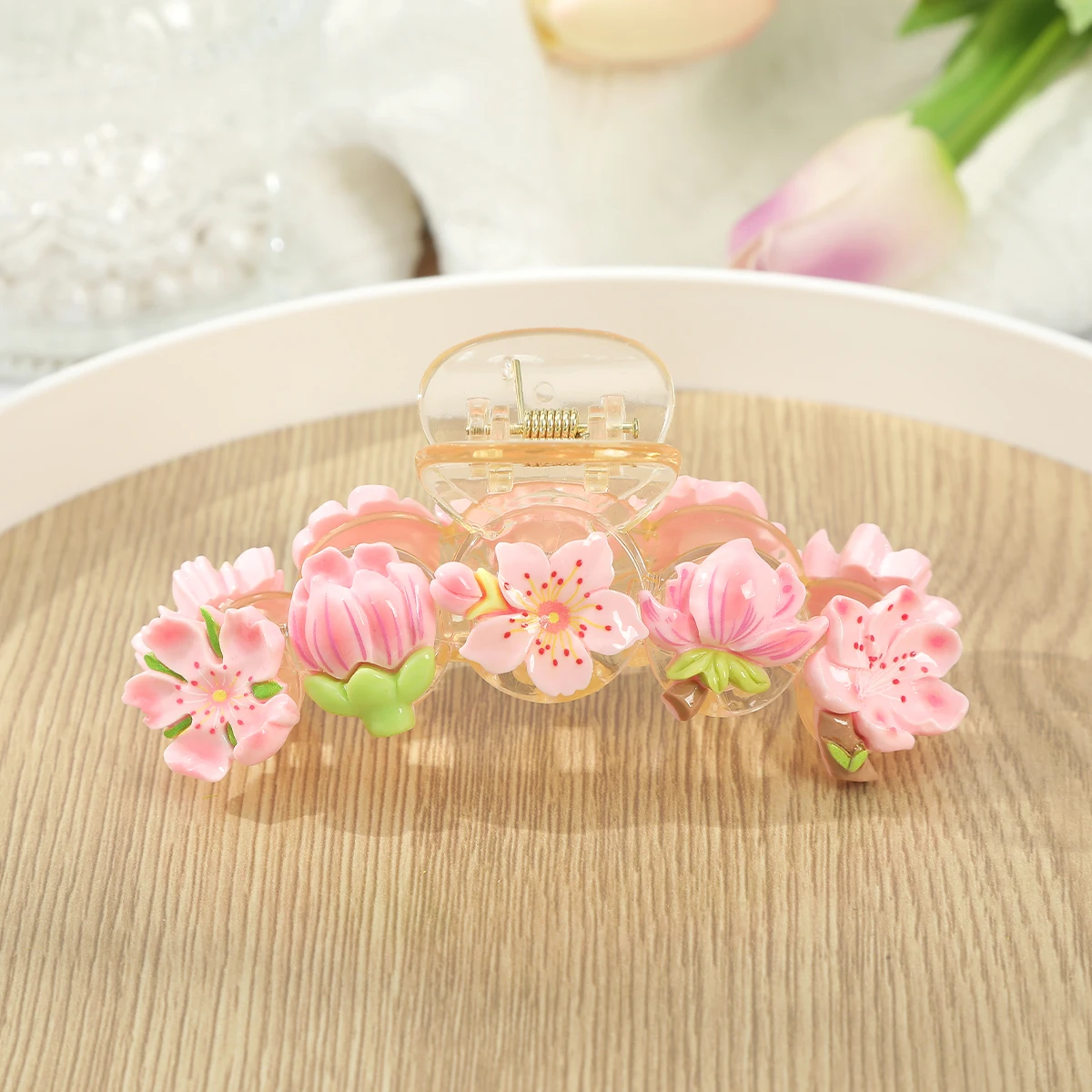 Women Color Flower Hair Claws Clip Large Barrette Crab Fashion Korea Acrylic Hairpins Shark Ponytail Girls Hair Accessories