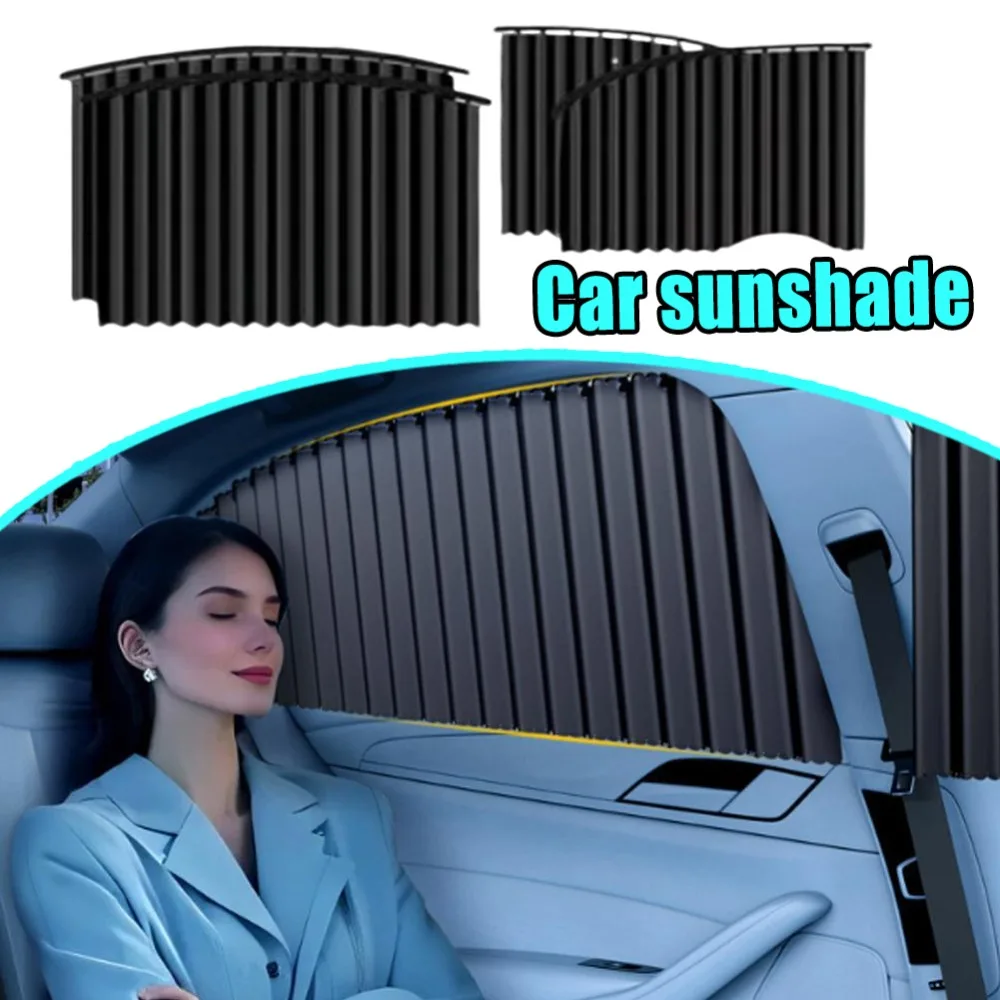 

Retractable Car Window Sun Protector Track Magnet Sunshade Heat Insulation UV Block Universal Fit For Summer Commuting