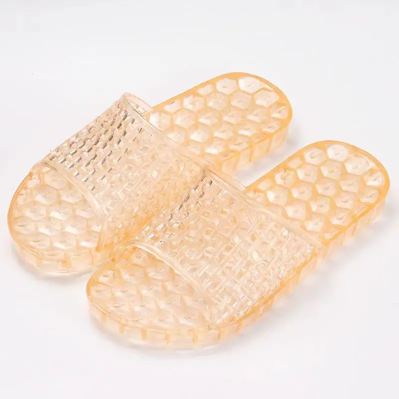 2024 New Women\'s Summer Transparent Crystal One Word Flat Sole Slipper Soft Sole Non Slip Home Slipper Bathroom Slipper