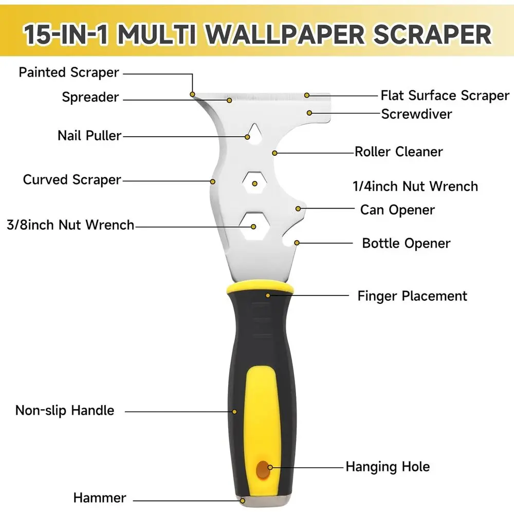 ชุดมีดโป๊ว 3 ชิ้น ขนาด 2 นิ้ว 4 นิ้ว ทำจากสแตนเลส 15-in-1 สำหรับงานทาสี ขูดวอลเปเปอร์ และซ่อมแซมผนังยิปซัม