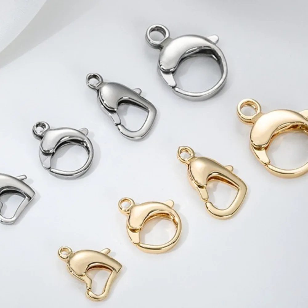 مشبك على شكل قلب جراد البحر من الفولاذ المقاوم للصدأ QQ مشبك دائري لمجوهرات الربيع ملحقات مشبك نهاية