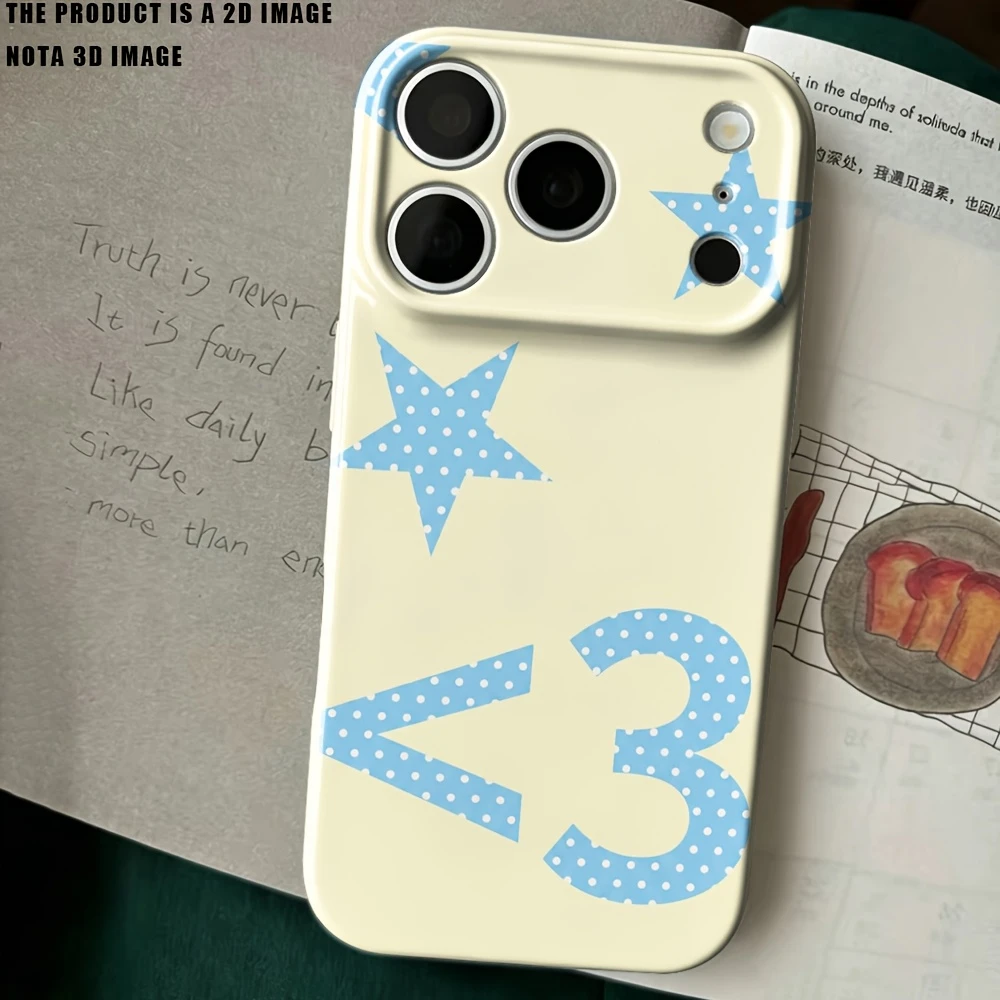 Coque de téléphone à imprimé étoile bleu clair 2D, compatible avec iPhone 17 16 16E 15 14 13 12 11 Pro Max X XR XSMAX 8 7 Plus, coque arrière rigide en PC