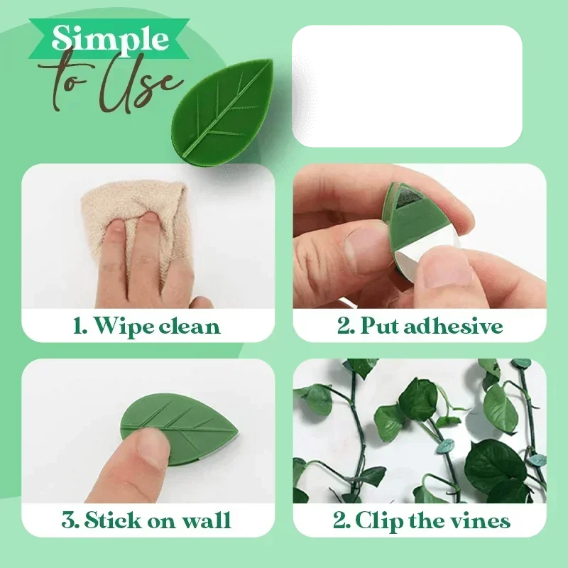 10PCS Plant Climbing Artifacts Fixing Clip Leaf Shape Self-Adhesive Invisible Garden Hook Support for Climbing Plants  Traceless