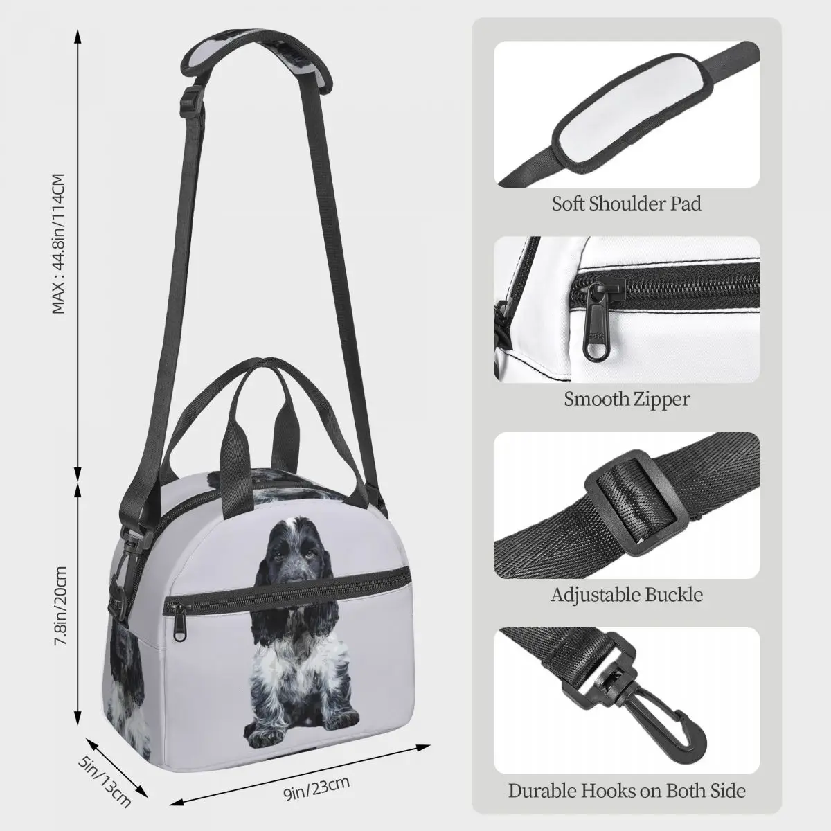 Cocker Spaniel Blue Roan Puppy Dog Lunch Bags Insulated Bento Box Waterproof Lunch Tote Picnic Bags Cooler Bag for Woman Work