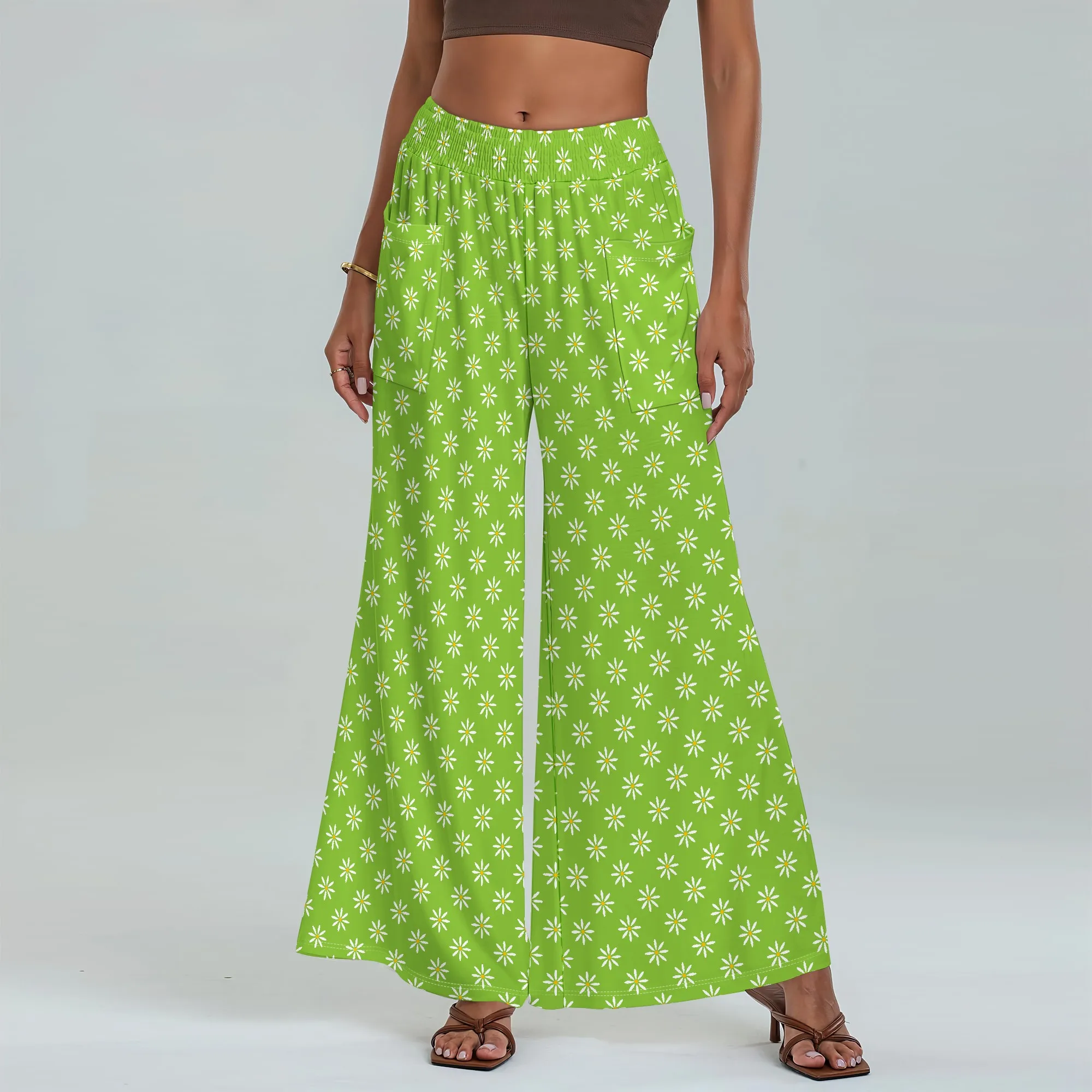 

Women's Wide Leg Pants with Pockets All Seasons Casual Comfort Floral Pattern for Date Night Wedding Guests