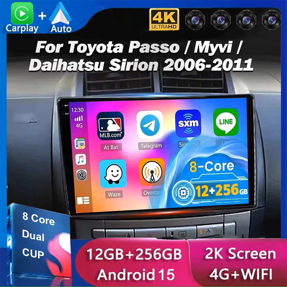 Android 15 para toyota passat daihatsu boon sirion subaru justy perodua myvi rádio do carro reprodutor de vídeo multimídia gps 4g carplay
