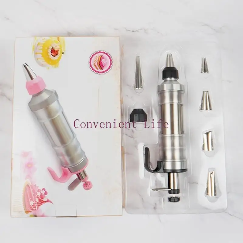 

L1EE Decoration Guns Set Dessert Decorating Decorator Syringes with Piping Nozzles Cream Scrapers Stainless Steel