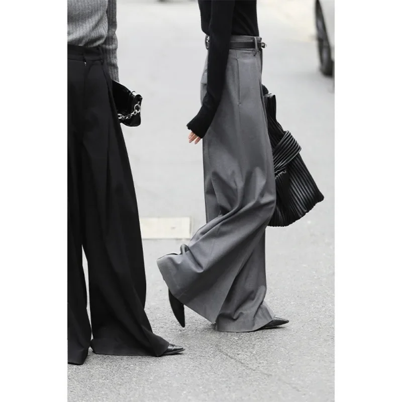 2024 Autumn and Winter Women's Versatile Cool and Bold Style Slimming and Leg Slimming Long Trousers Wide Leg Casual Pants