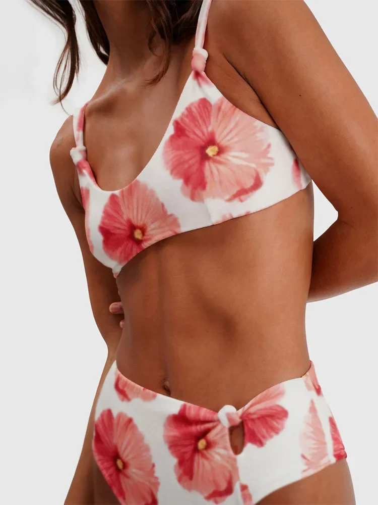 ストライプビキニセット女性のためのツーピースセットハイウエスト水着プリントビキニセクシーな水着ストリングビーチウェア