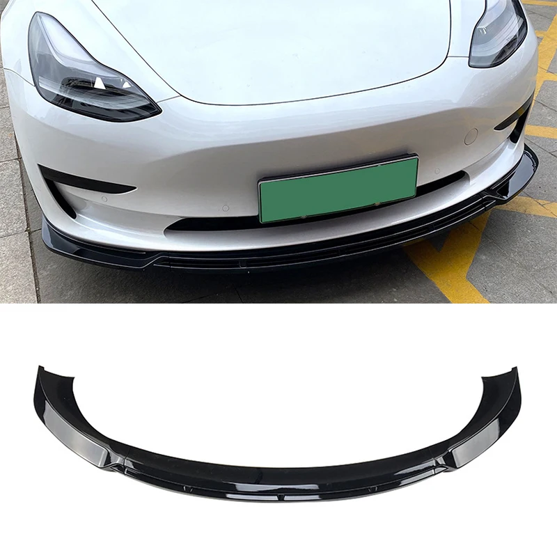 

Car Front Bumper Lip Spoiler Diffuser Splitters Body Kit Aprons Cover Guard Trim For Tesla Model 3 2017-2022