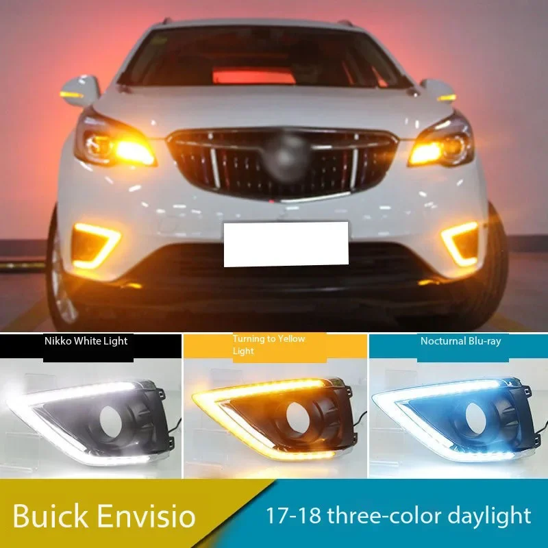 

Car Modified LED DRL Daytime Running Light With Yellow Turning Signal Front Fog Lights For Buick Envision 2017-2018