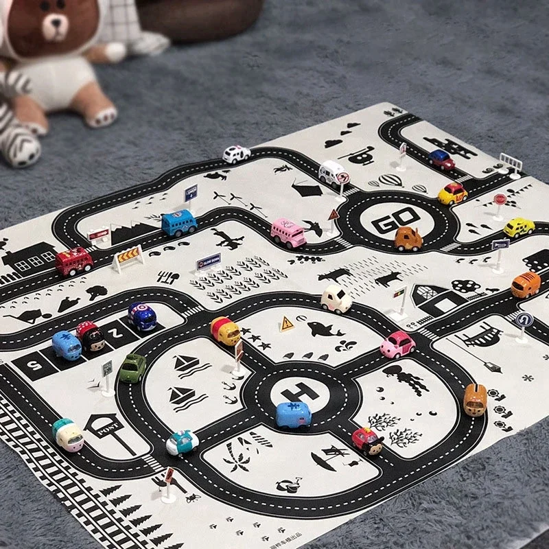 83*58 cm/130*100 cm Straße Matte Kinder Verkehrs Auto Karte Pädagogisches Spielzeug Straße Kunststoff Teppich Playmat für Matten Stadt Kinder Spielzeug Spiele – Detail 14