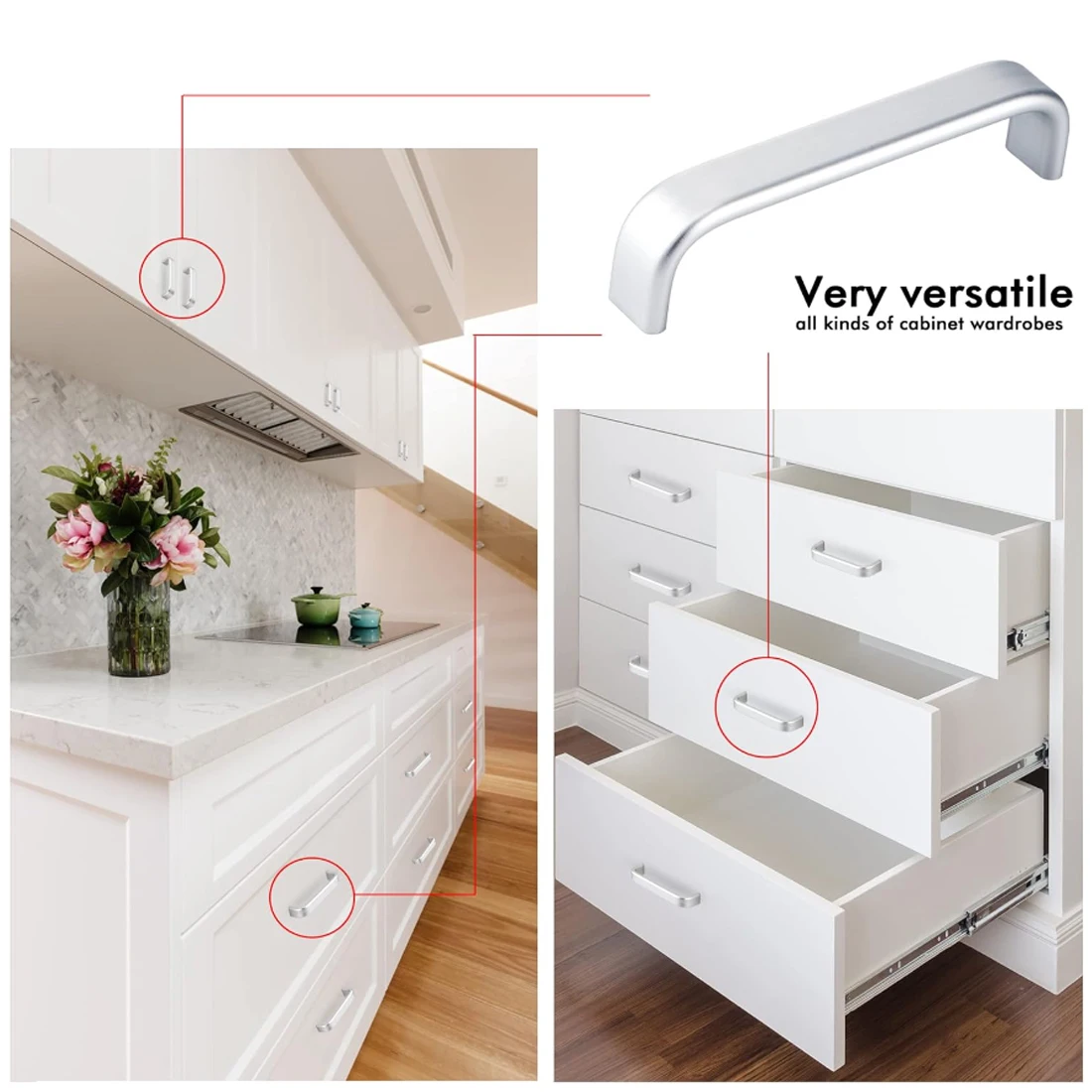 64mm ~ 256mm Aluminum Modern Simple Dumb White Cabinet Shoe Cabinet Wardrobe Door Handle Drawer Kitchen Door Handle
