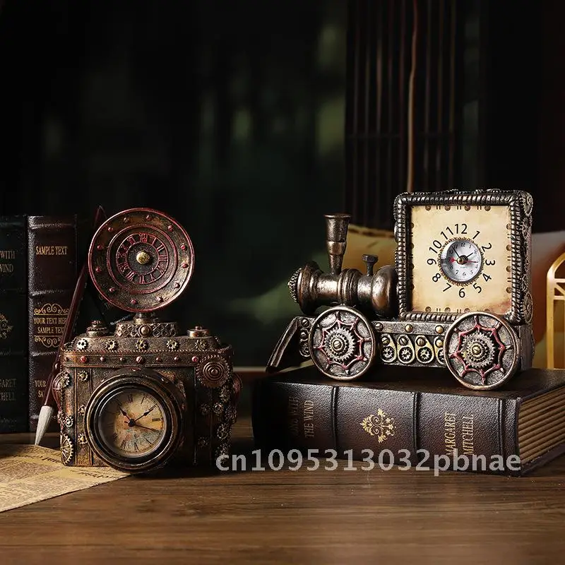 Reloj retro de estilo europeo para decoración de ventanas, adornos de resina, accesorios de fotografía de películas y televisión