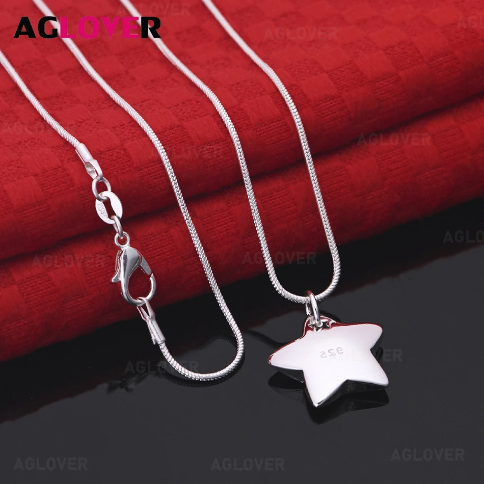 AGLOVER 925 فضة مصقول ستار قلادة قلادة أنيقة ونبيلة المرأة مجوهرات هدية عيد الميلاد الملحقات #2