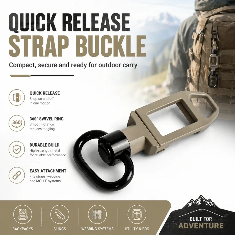 Outdoor Strap Hanging Swivel Fitting Quick Release Lanyard Buckle For 20mm Rail Multi‑purpose Connection Hardware Accessory