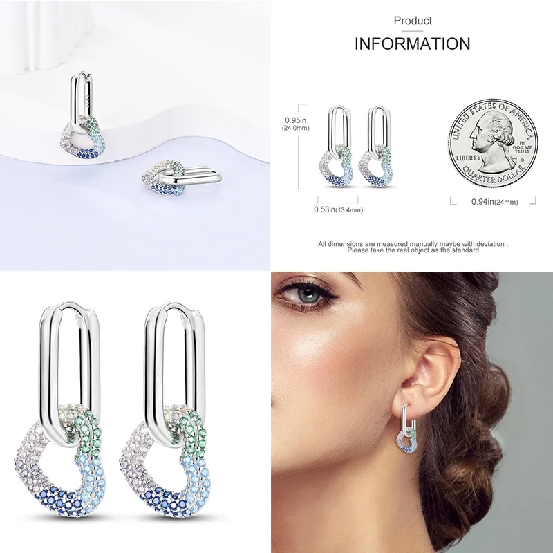 925 Sterling Silver Love Feather Moon Star Heart Earrings Fit Original Charms Hoop for Women Girls Stud Earring Jewelry Gifts