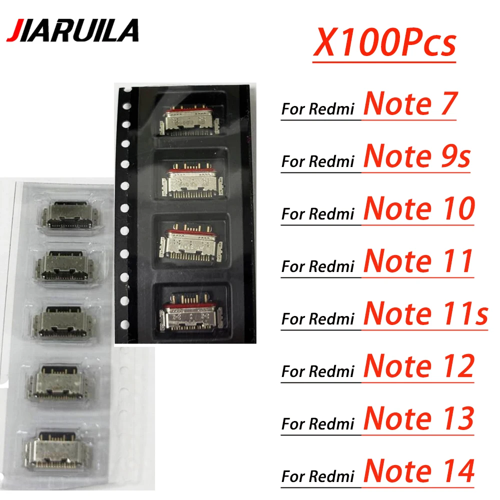 100Pcs, Micro USB Charger Charging Port Dock Connector For Xiaomi Redmi Note 9 10 Pro 10S 11 4G 5G Note 13 14 Pro 5G Note 13 5G