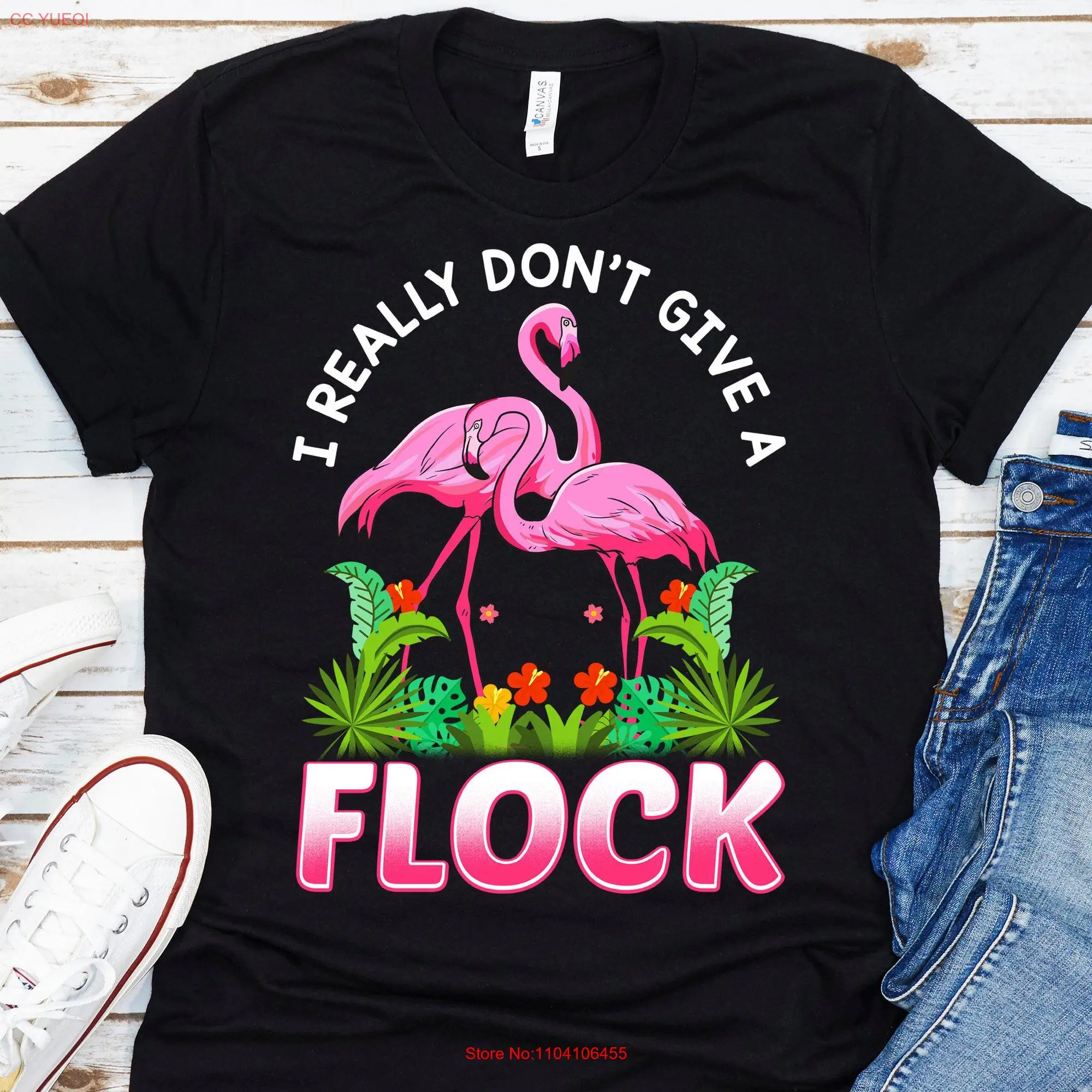 Flamingo T Shirt Women For Girls Funny s I Don't Give A Flock long or short sleeves