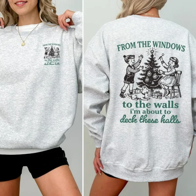 Winter Clothes Women Clothing Christmas Hoodie Two Sides Funny Pattern Sweater Thermal Shirt Promo Clothes Jumper