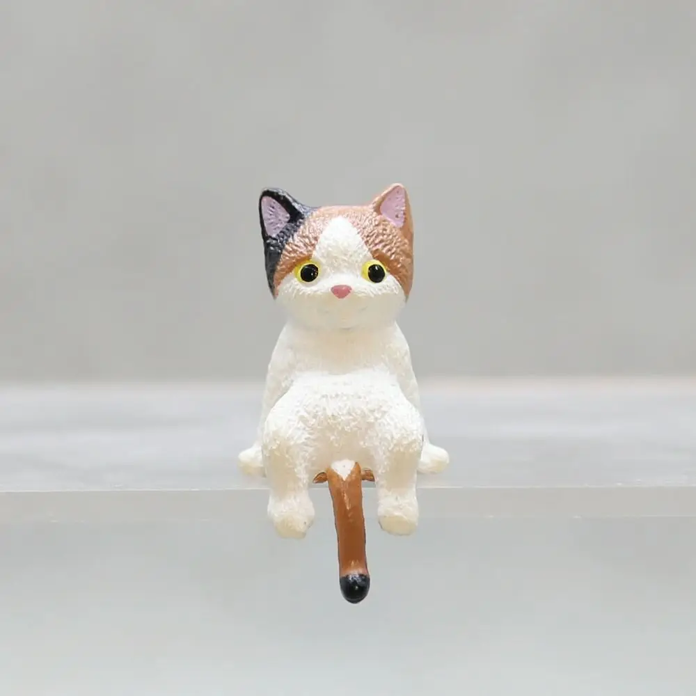 Exquisitas figuritas de gato de borde de simulación, Material de pegatina de refrigerador de gato de resina de dibujos animados, miniaturas de bricolaje, adorno de gato de coche, escritorio