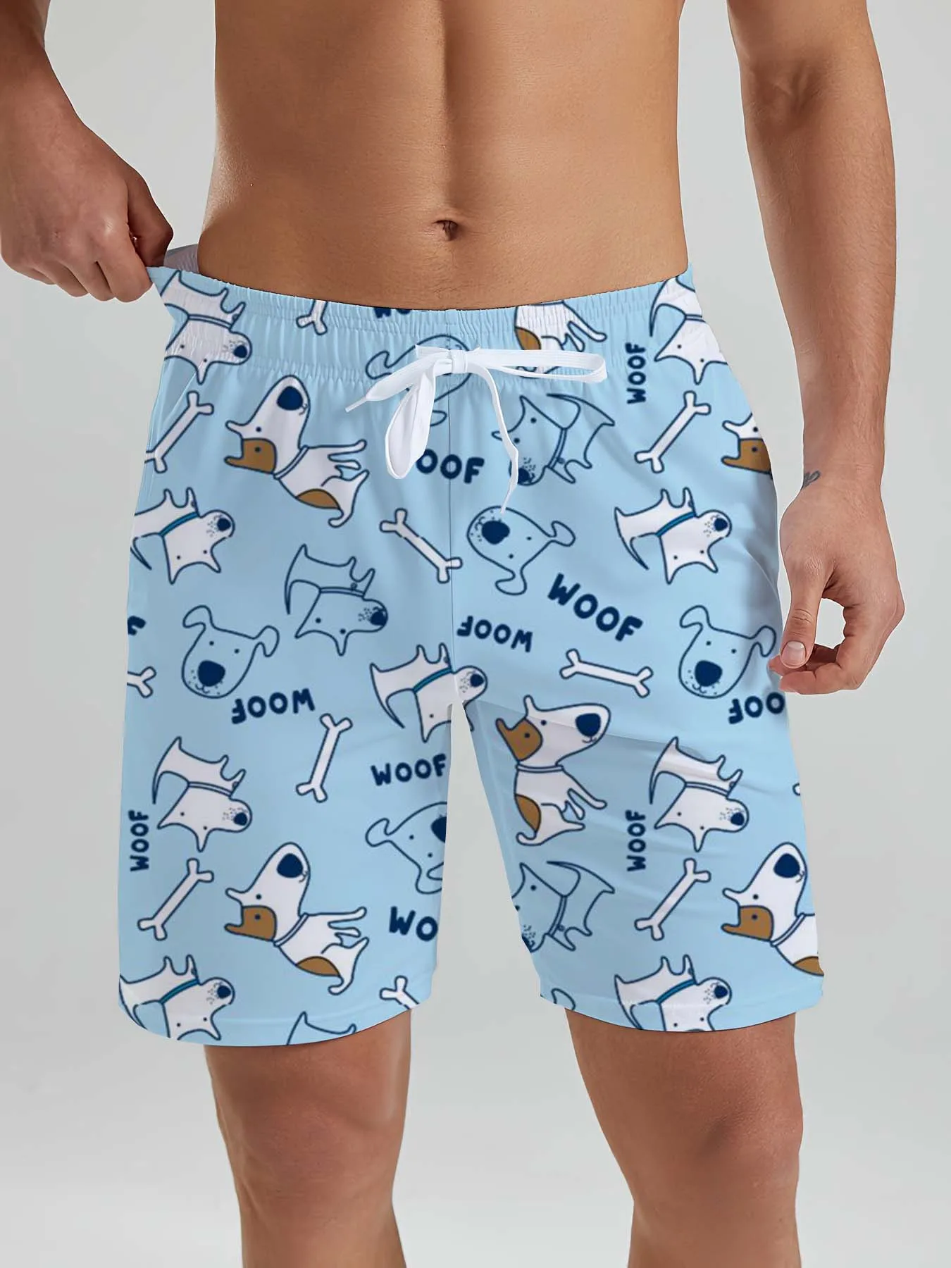 

Hawaiian Cute Dinosaur Dog men's Beach Shorts 3D Printed men's Shorts Summer Swin Trunks Vacation Beach men's Clothes