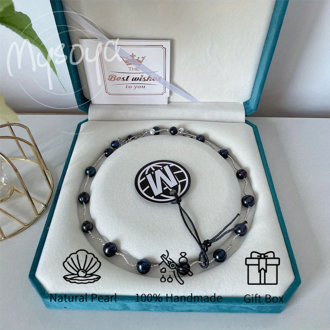 

MYSOYA 9-11 мм натуральный черный пресноводный жемчуг серебряное изогнутое ожерелье-трубка для женщин и мужчин роскошная подарочная коробка подарок на свадьбу, день рождения