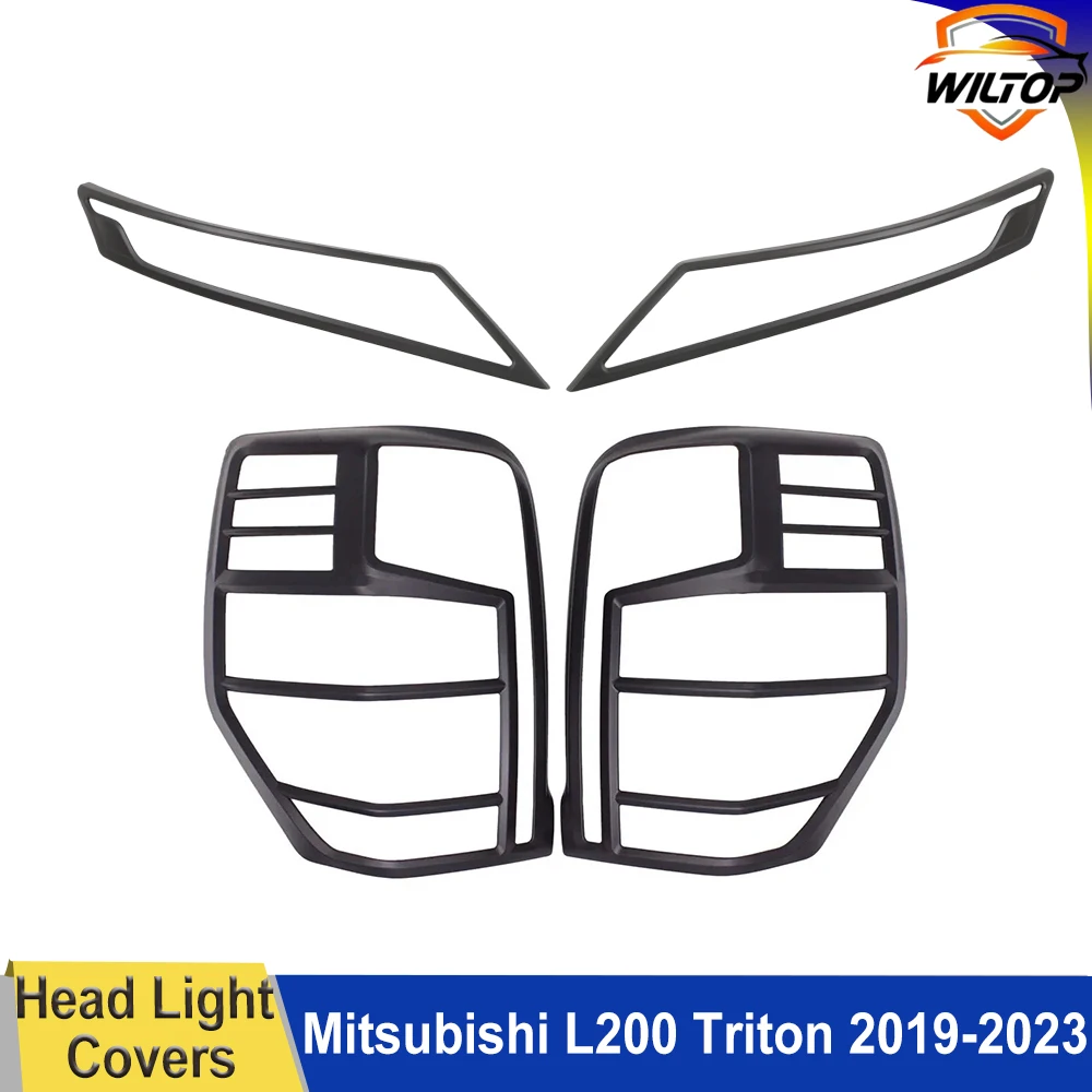 Headlight Tail Light Covers For Mitsubishi L200 Triton 2019-2023 Protector Cover Exterior ABS Lamp Hoods Car Exterior Accessorie