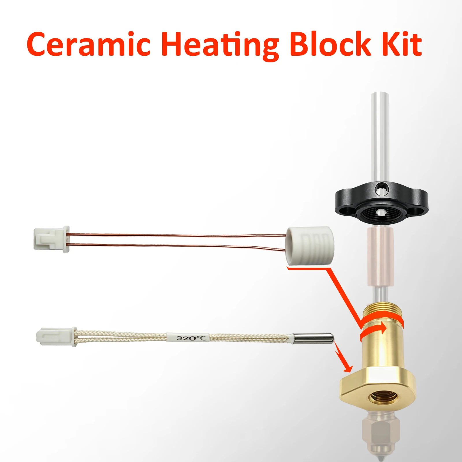 Upgraded 24V 60W Ceramic Heater Cartridge Thermistor Kit for Creality K1 K1C K1 Max Ender 3 V3 KE High Temp Hotend Replacement view 4