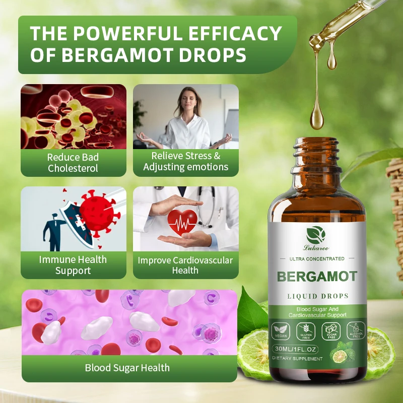 Bergamot Liquid Supplement High Absorption Support Overall Wellness Support Cholesterol and Cardiovascular Health Relieve Stress