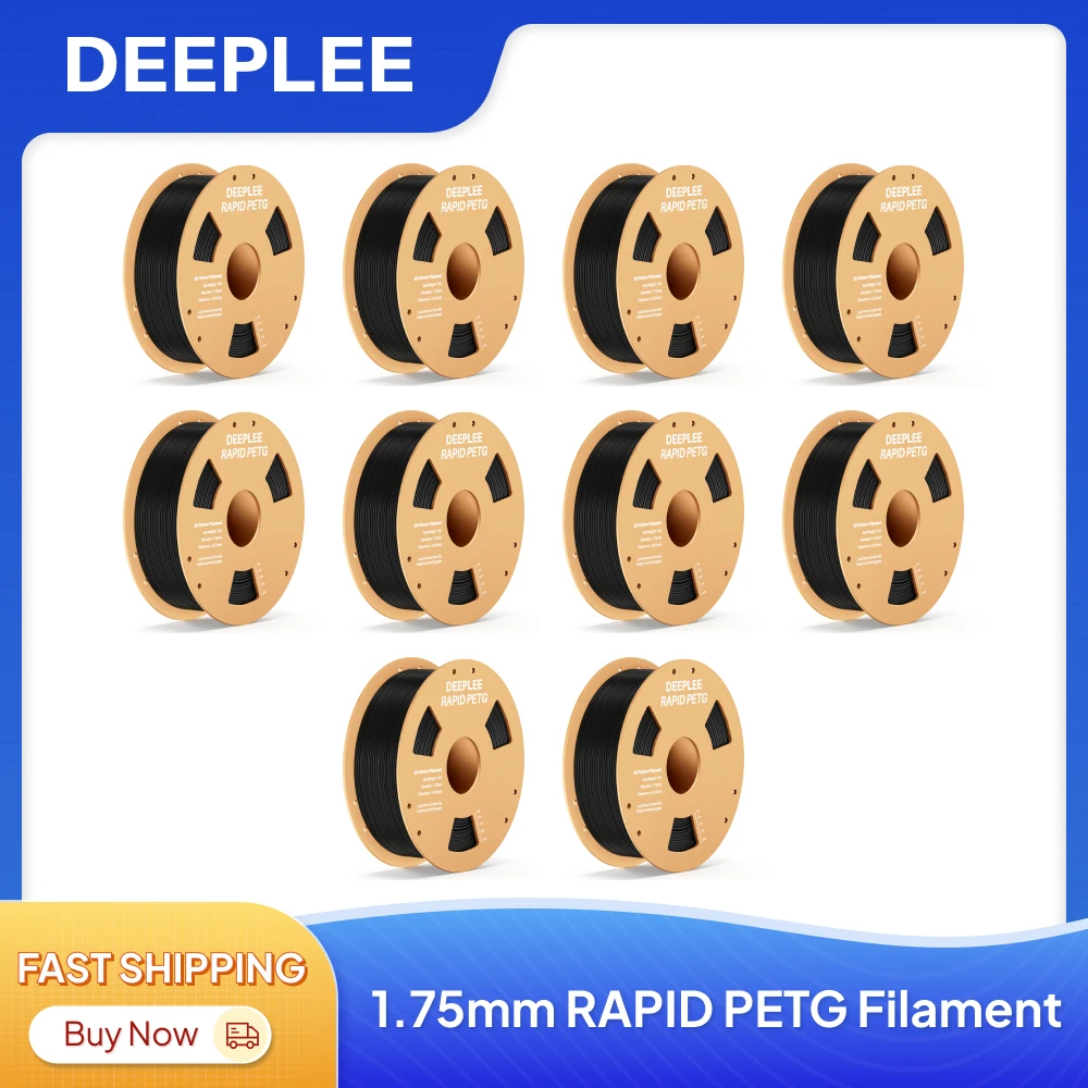 

DEEPLEE 5/10KG RAPID PETG Filament 1.75mm 3d printing materials PETG Black Filament 1kg Fits Buy 8 Get 2 Free ﻿