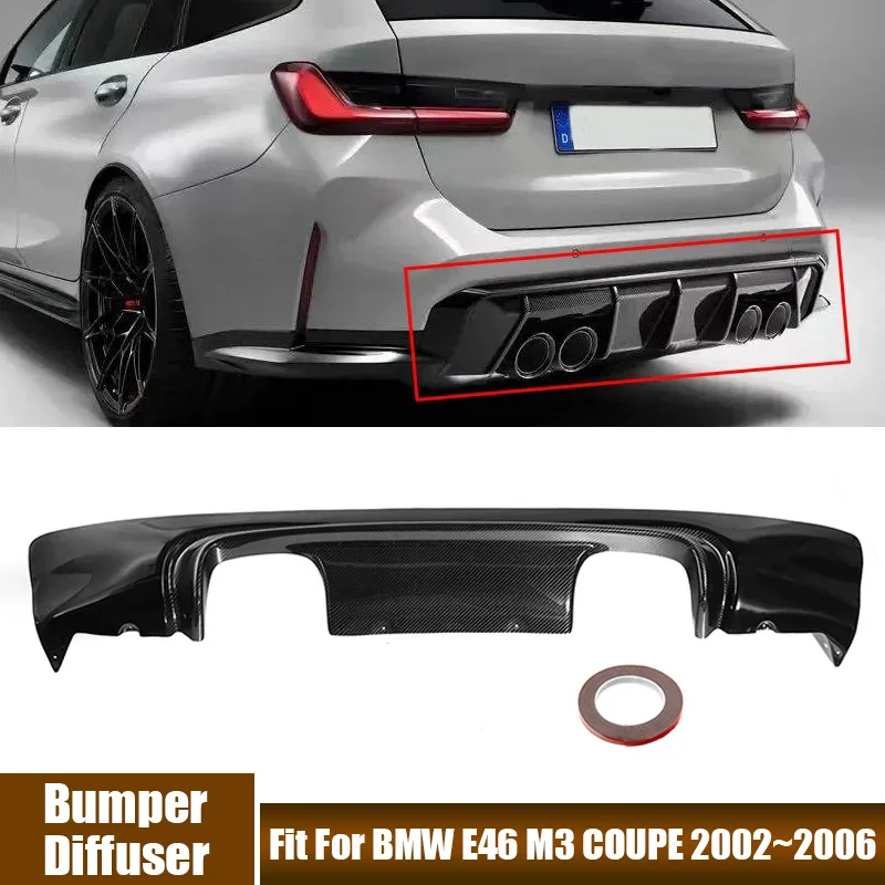 Car Rear Bumper Diffuser Lip Spoiler for BMW E46 M3 COUPE 2002 2003 2004 2005 2006 Carbon Fiber Auto Exterior Protection Guard