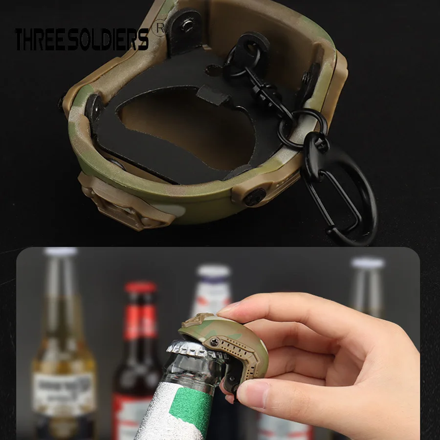 Outdoor Personality Mini Helmet Model Keychain Portable Beer Opener Car Key Decorative Buckle Backpack Zipper Buckle Gift