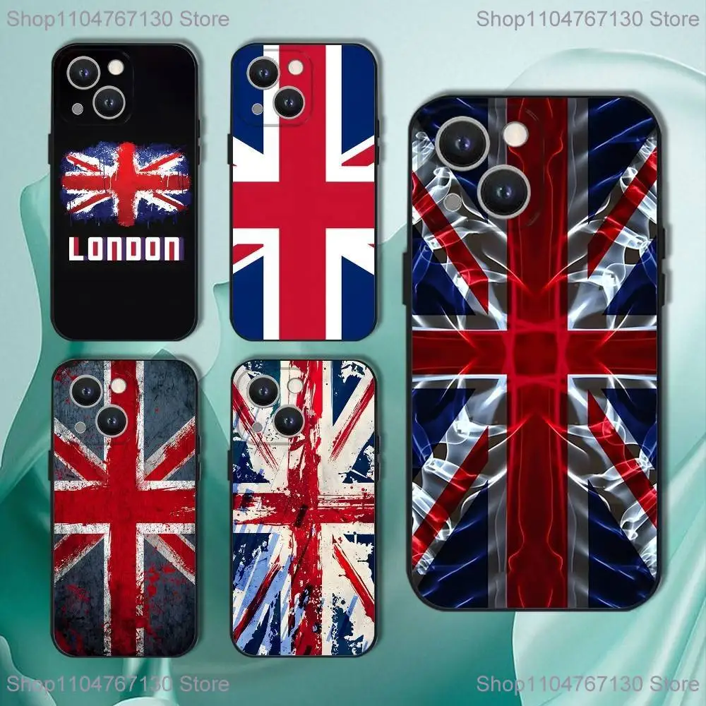 

Union Jack British UK Flag Phone Case For iPhone 17,16,15,14,13,12,11,Pro,XS,Max,XR,Plus,E,SE4,Mini Black Soft Cover
