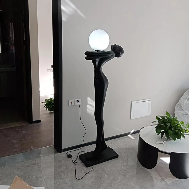 

Postmodern figure art sculpture floor lamp lobby home living room light luxury fiberglass large decorative ornament