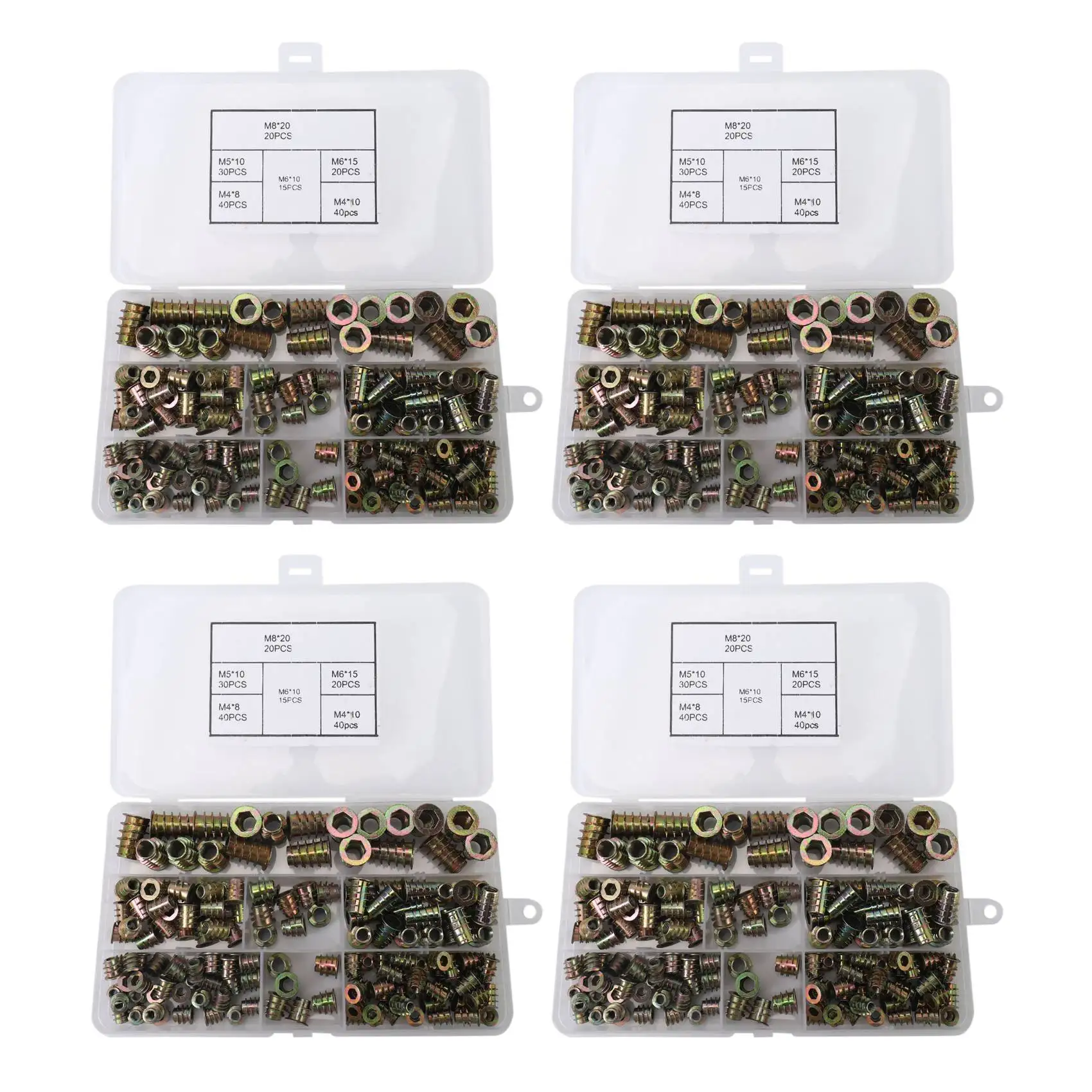 

B03C-Гайки с резьбовыми вставками, набор инструментов для деревянных вставок, /M5/M6/M8, мебельные винтовые вставки, крепежный болт (660 шт.)