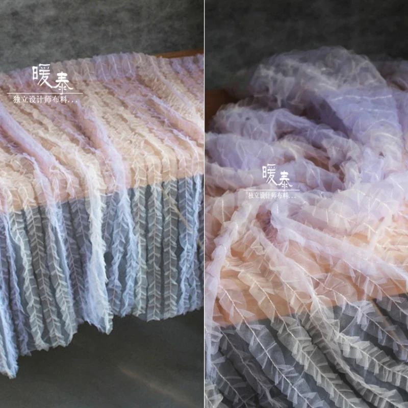 Lace Perspective Mesh Fabric for DIY Sewing Wedding Dress Antique Attire Hanfu Fashion Design Background Design Cloth Per Meter