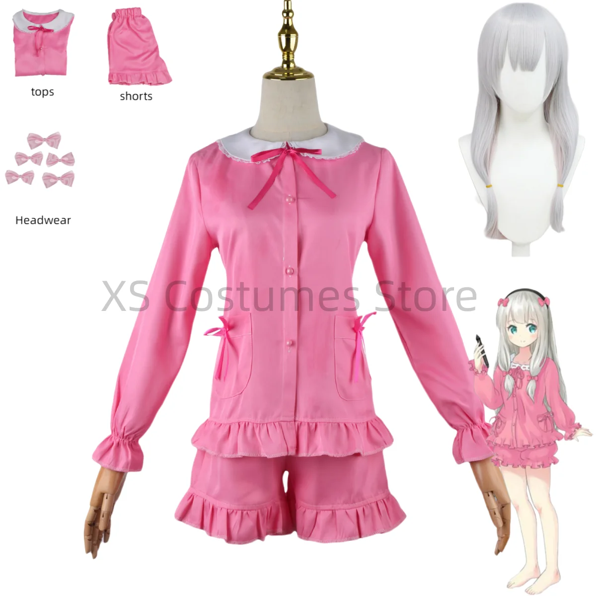 Izumi Sagiri Cosplay Costume Anime Wig Sexy Pajamas Accessories Sets