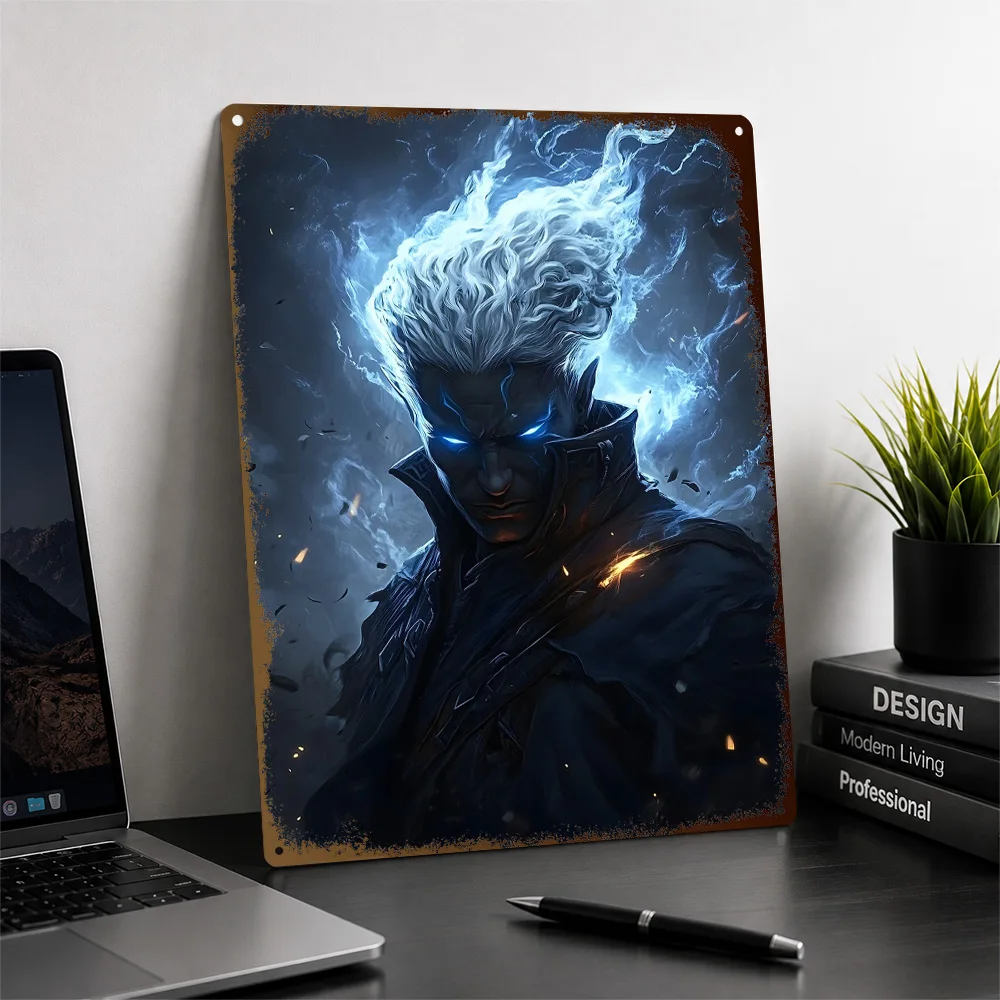 Dark Fantasy Sorcerer Aluminum Poster Customized Metal Tin Sign Atmospheric Character Style Wall Art Appeals To Adventure Fans