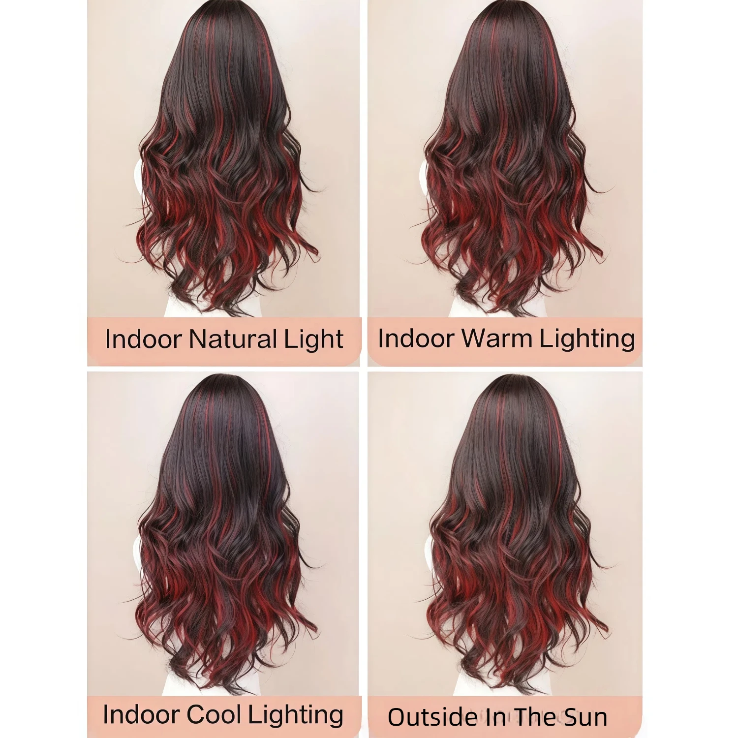 28-Inch Black and Red Long Straight Synthetic Heat-Resistant Wig with Bangs Heat-Resistant Fiber, Role-Playing Wig image 6