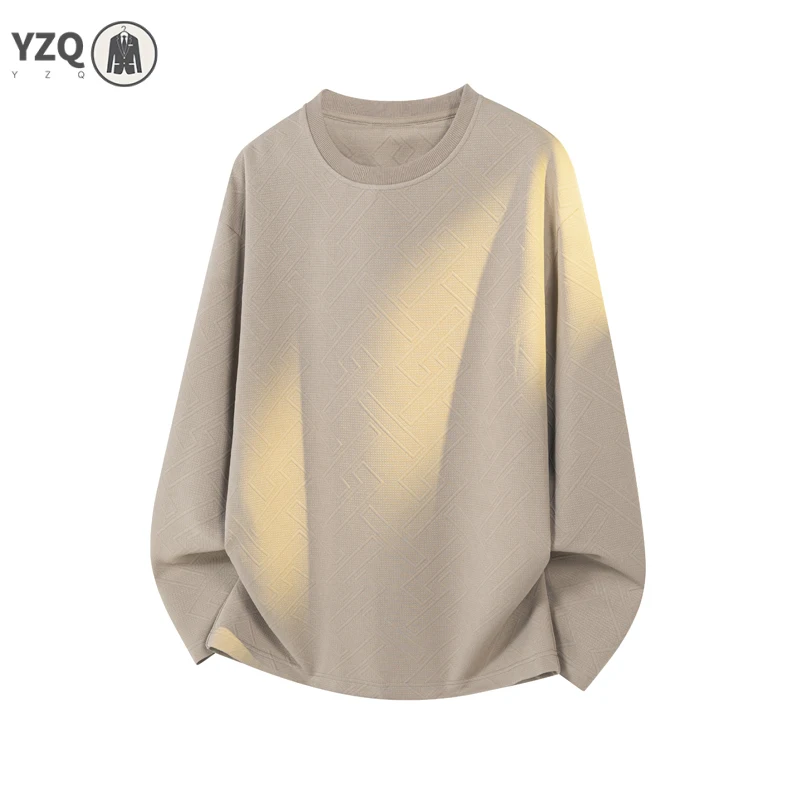 Men Round Neck Long Sleeve Sweatshirt Maze Geometric Jacquard Weave Relaxed Oversized For Layered Autumn Casual Outfit