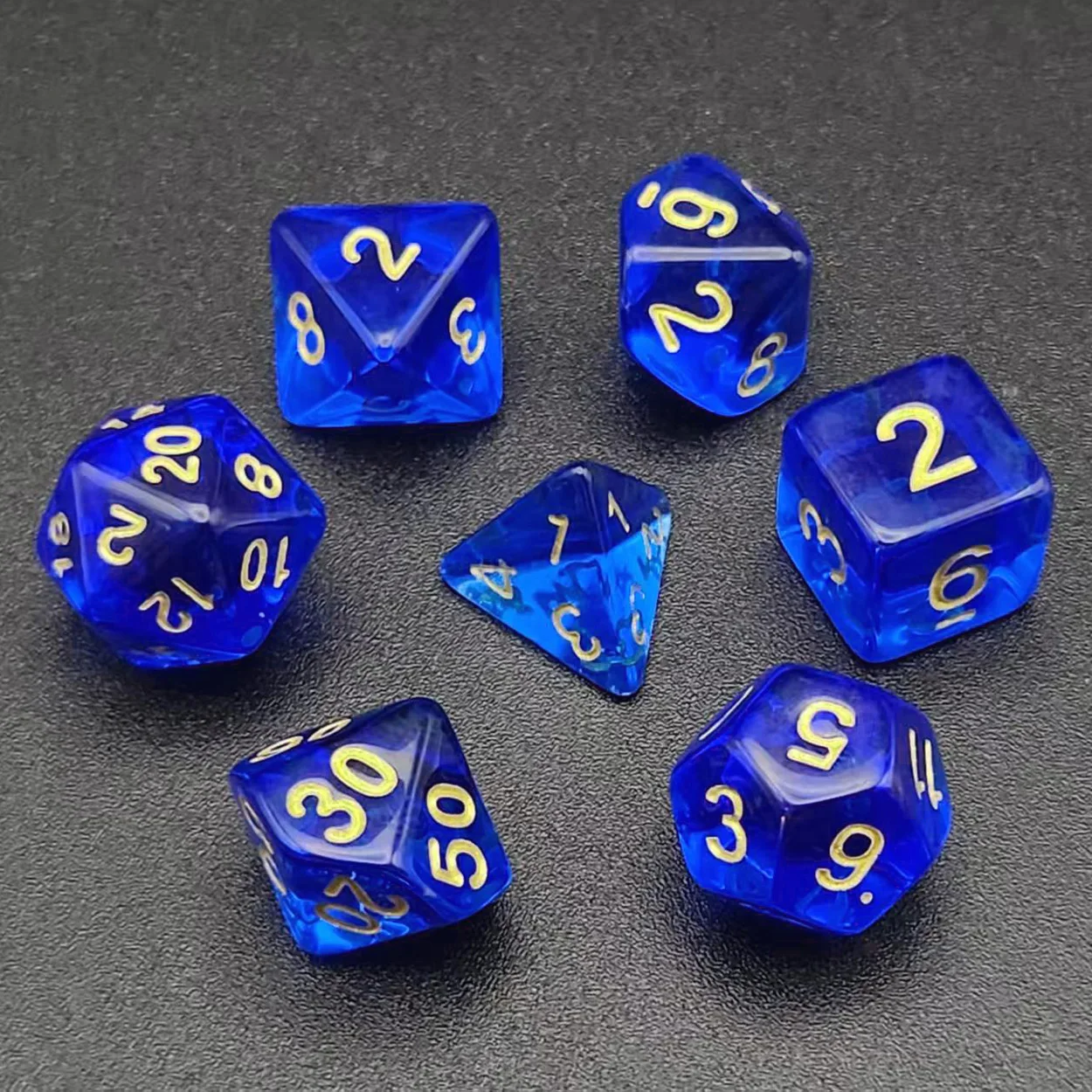 

7-Piece Royal Blue Acrylic Dice Set Dungeons & Dragons Role-Playing Game Halloween/Christmas Fun, Novelty Gift