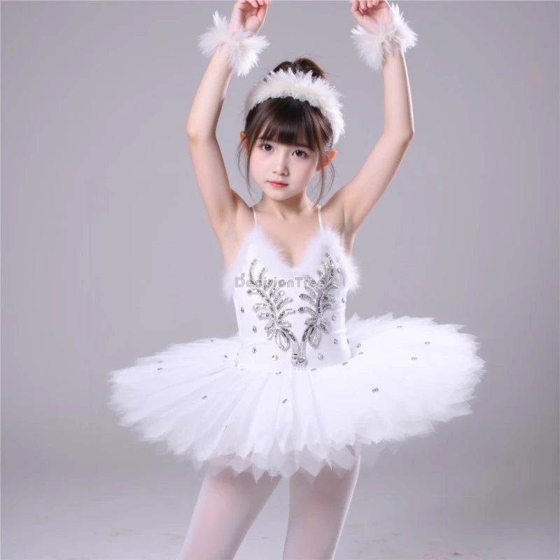 創造的な子供用バレエスカートパフォーマンスコスチューム、女の子用ステージパフォーマンスダンスドレス、子供用夏用通気性ダンスドレス