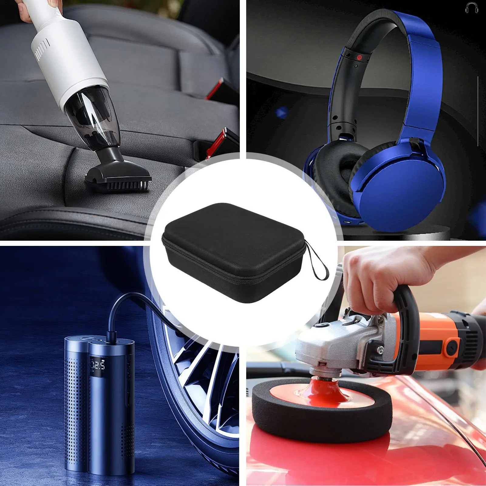

Car Vacuum Cleaner Air Pump Aviation Storage Bag Auto Tire Inflator Carrying Case Vacuum Cleaner Accessory Storage Bag 23x17x7cm